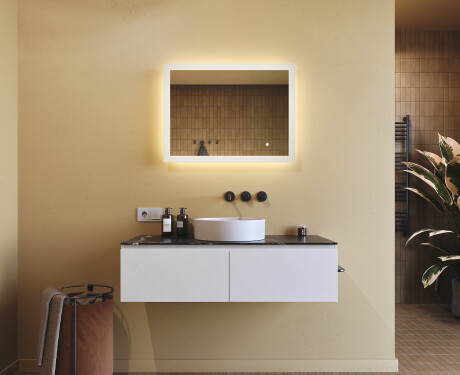Obdĺžnikové zrkadlo do kúpeľne s LED osvetlením 80x60 cm s Dual color, Spínač dotykový #8