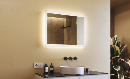 Obdĺžnikové zrkadlo do kúpeľne s LED osvetlením 80x60 cm s Dual color, Spínač dotykový