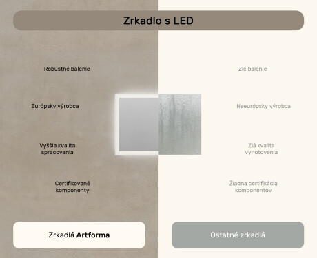 Obdĺžnikové LED osvetlené zrkadlo do kúpeľne 100x70 cm s Dual color, Spínač dotykový #6