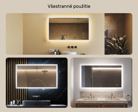 Obdĺžnikové zrkadlo do kúpeľne s LED osvetlením 120x70 cm s Dual color, Spínač dotykový #2