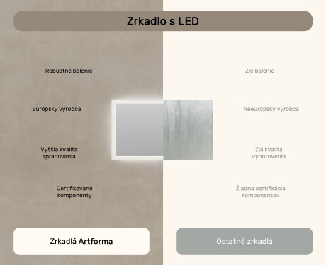 Obdĺžnikové zrkadlo do kúpeľne s LED osvetlením 120x70 cm s Dual color, Spínač dotykový #6