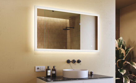 Obdĺžnikové zrkadlo do kúpeľne s LED osvetlením 120x70 cm s Dual color, Spínač dotykový