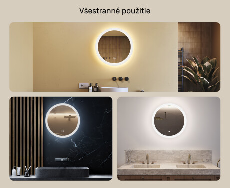 Koloidné zrkadlá do kúpeľne s LED osvetlením 60 cm s Dual color, Spínač dotykový, Vyhrievacia rohož #2