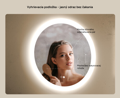 Koloidné zrkadlá do kúpeľne s LED osvetlením 60 cm s Dual color, Spínač dotykový, Vyhrievacia rohož #5