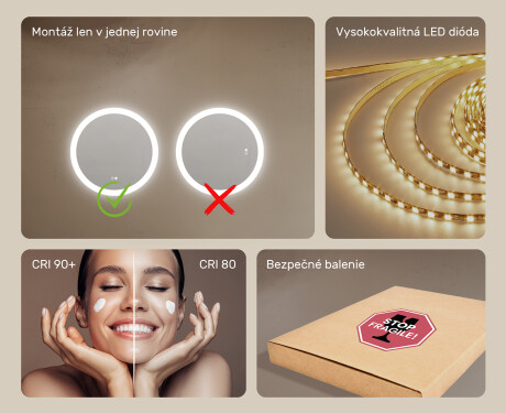 Koloidné zrkadlá do kúpeľne s LED osvetlením 60 cm s Dual color, Spínač dotykový, Vyhrievacia rohož #6