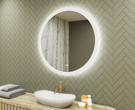 Koloidné zrkadlo do kúpeľne s LED osvetlením 80 cm s Dual color, Spínač dotykový, Vyhrievacia rohož