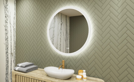 Koloidné zrkadlo do kúpeľne s LED osvetlením 80 cm s Dual color, Spínač dotykový, Vyhrievacia rohož