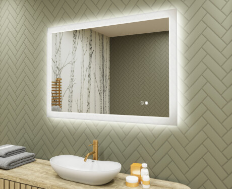 Obdĺžnikové zrkadlo do kúpeľne s LED osvetlením 100x70 cm s Dual color, Spínač dotykový, Vyhrievacia rohož