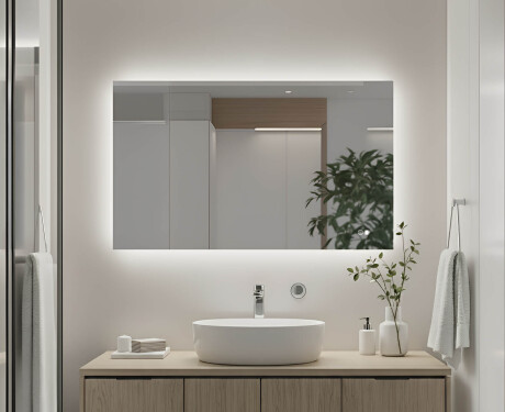Obdĺžnikové zrkadlo do kúpeľne s LED podsvietením 80x60/60x80 cm, duálna farba, dotykový spínač, vyhrievacia podložka