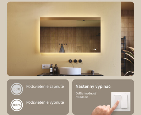 Obdĺžnikové zrkadlo do kúpeľne s LED podsvietením 80x60/60x80 cm, duálna farba, dotykový spínač, vyhrievacia podložka #3