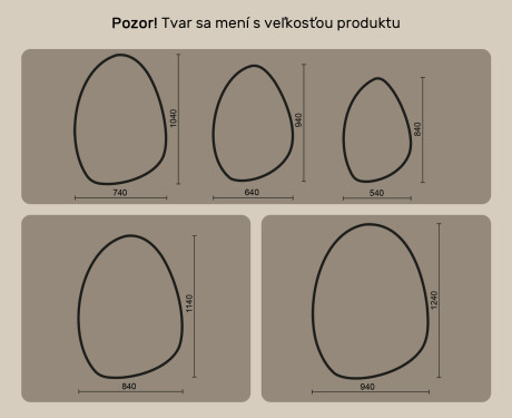 Neregulárne zrkadlo s osvetlením, 64×94 cm, dvojfarebné, dotykový spínač, vykurovacia podložka #10