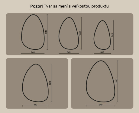 Neregulárne zrkadlo s osvetlením, 64×104 cm, dvojfarebné, dotykový spínač, vykurovacia podložka #10