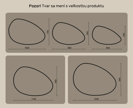 Neregulárne zrkadlo s osvetlením, 114×84 cm, dvojfarebné, dotykový spínač, vykurovacia podložka #10