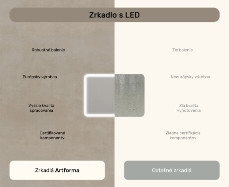 Zaoblené kúpeľňové zrkadlo s LED osvetlením, 100×70 cm, dvojfarebné, dotykový spínač, vykurovacia podložka #7