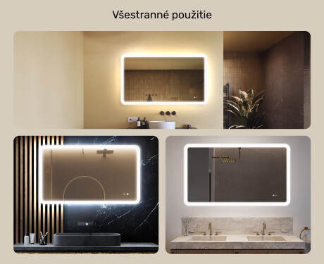 Zaoblené kúpeľňové zrkadlo s LED osvetlením, 120×70 cm, dvojfarebné, dotykový spínač, vykurovacia podložka #2