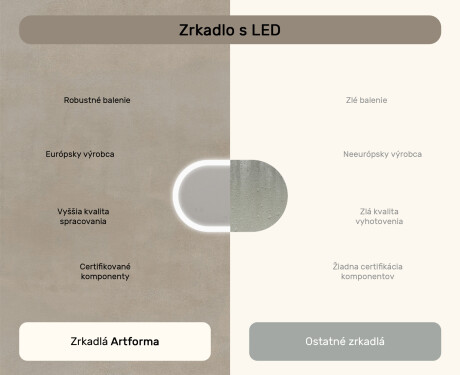 Podsvietené kúpeľňové zrkadlo, 80×50 cm, dvojfarebné, dotykový spínač, vykurovacia podložka #7