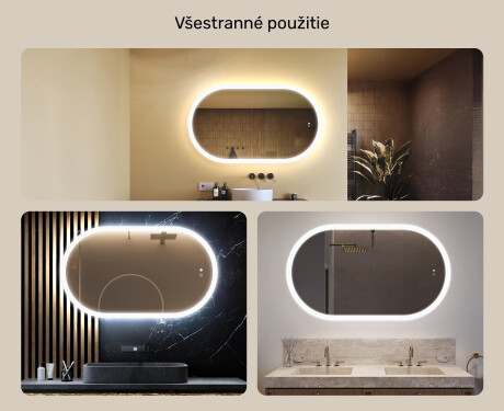 Podsvietené kúpeľňové zrkadlo, 120×70 cm, dvojfarebné, dotykový spínač, vykurovacia podložka #2