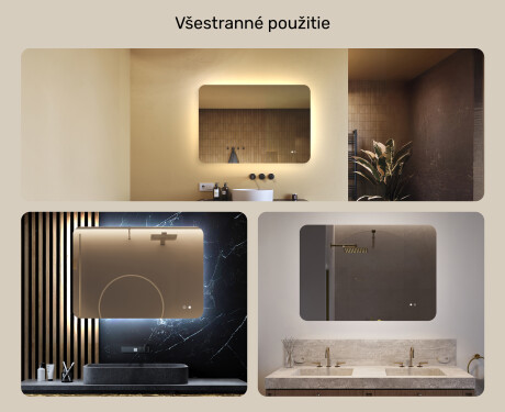Zaoblené kúpeľňové zrkadlo s LED osvetlením, 100×70 cm, dvojfarebné, dotykový spínač, vykurovacia podložka #2