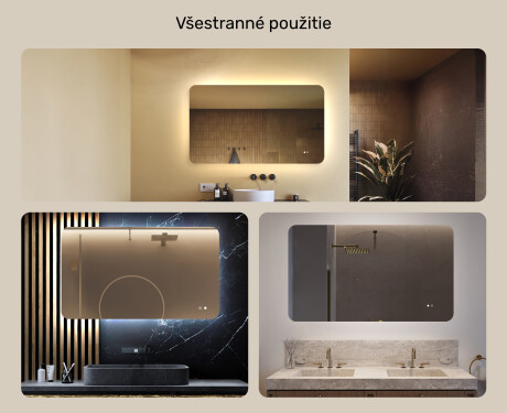 Zaoblené kúpeľňové zrkadlo s LED osvetlením, 120×70 cm, dvojfarebné, dotykový spínač, vykurovacia podložka #2