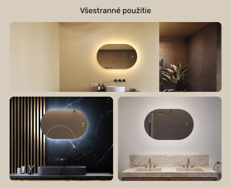 Oválne zrkadlo s LED podsvietením 80x50/50x80 cm, duálna farba, dotykový spínač, vyhrievacia podložka #2