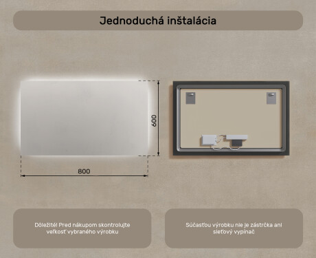 Podsvietené kúpeľňové zrkadlo 60x80/80x60 cm s neutrálnou farbou svetla 4500K #6
