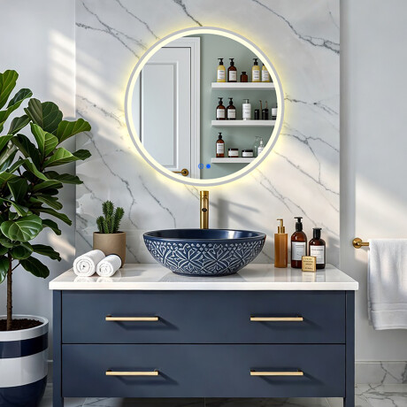 Okrúhle LED podsvietené zrkadlo - 60/80 cm v striebornom hliníkovom ráme #8