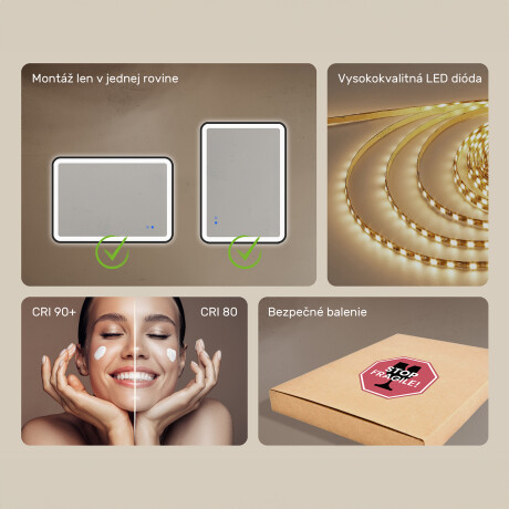 Zrkadlo so zaoblenými rohmi s LED podsvietením v čiernom hliníkovom ráme #7