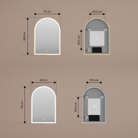 Nepravidelné zrkadlo s LED podsvietením v čiernom hliníkovom ráme #3