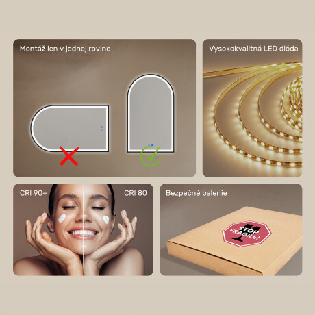 Nepravidelné zrkadlo s LED podsvietením v čiernom hliníkovom ráme #7