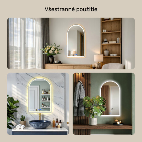 Nepravidelné LED podsvietené zrkadlo – 60x90/70x100 cm v striebornom hliníkovom ráme #4