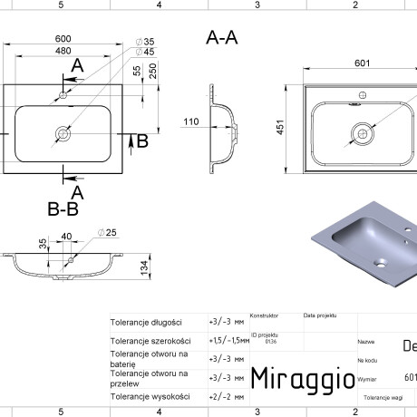 Umyvadlo DELLA 600 MIRASOFT #1