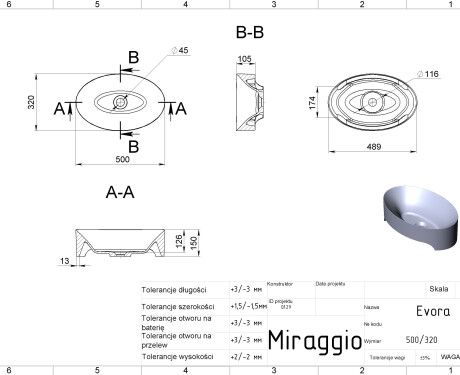 Umyvadlo EVORA MIRASOFT