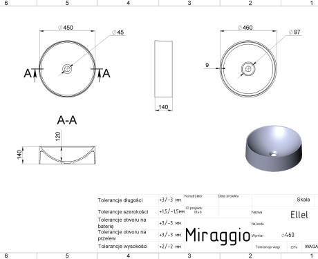 Umyvadlo ELLEL MIRASOFT