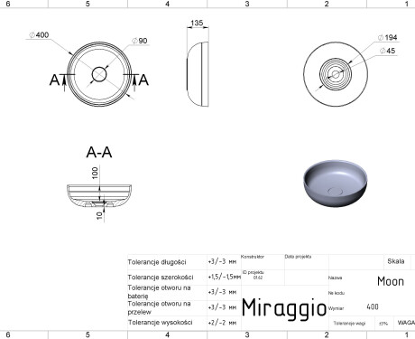 Umyvadlo MOON MIRASOFT