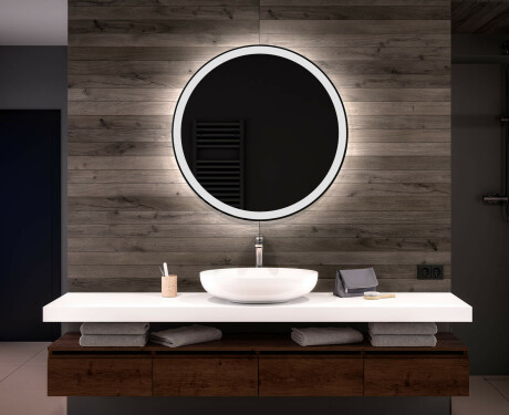 Nástenne zrkadlo okrúhle do kupelne s osvetlenim LED L76