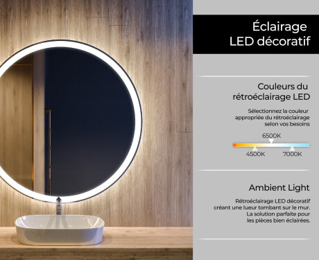 Nástenne zrkadlo okrúhle do kupelne s osvetlenim LED L76 #8