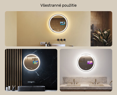 Nástenne zrkadlo okrúhle do kupelne s osvetlenim LED L76 90cm - SmartScreen, DualColor #2