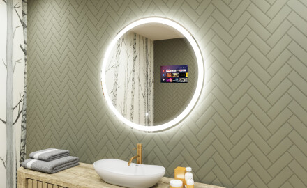 Nástenne zrkadlo okrúhle do kupelne s osvetlenim LED L76 90cm - SmartScreen, DualColor