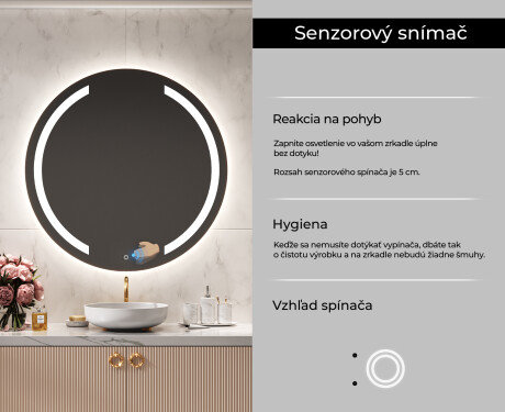Okrúhle zrkadlo podsvietene LED do kupelne L97 #6