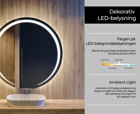 Nástenne zrkadlo okrúhle do kupelne s osvetlenim LED L98 #4