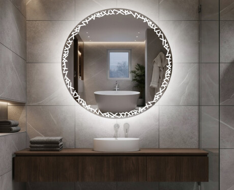 Nástenne zrkadlo okrúhle do kupelne s osvetlenim LED L115