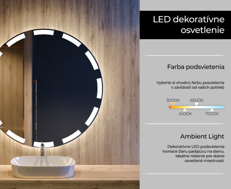 Nástenne zrkadlo okrúhle do kupelne s osvetlenim LED L117 #4