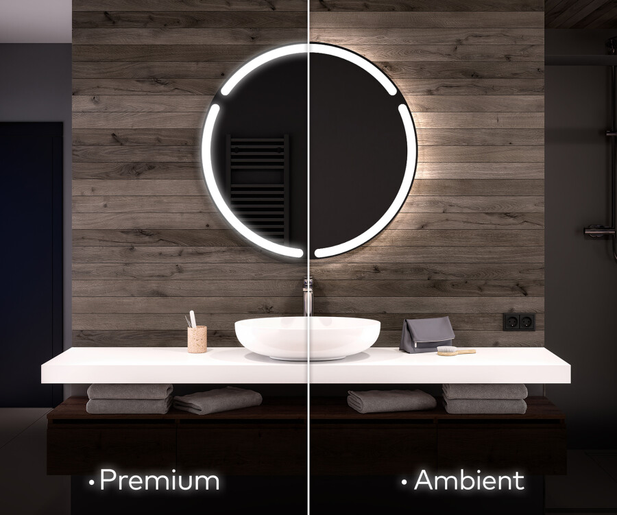 Artforma Nástenne zrkadlo okrúhle do kupelne s osvetlenim LED L119