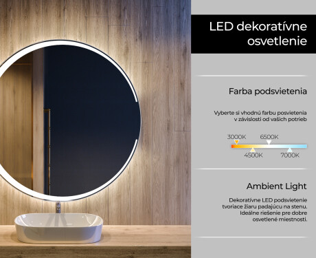 Nástenne zrkadlo okrúhle do kupelne s osvetlenim LED L123 #4