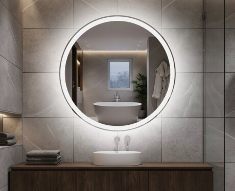 Nástenne okrúhle zrkadlo do kupelne s osvetlenim LED s batériovým L76