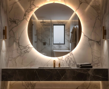 Okrúhle moderne zrkadlo do kupelne s LED s batériovým L82