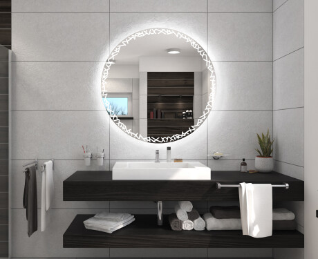 Nástenne okrúhle zrkadlo do kupelne s osvetlenim LED s batériovým L115 #5
