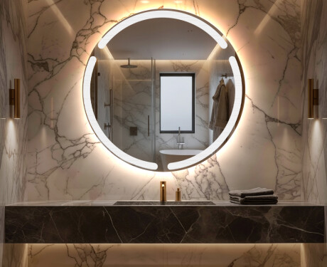 Okrúhle moderne zrkadlo do kupelne s LED s batériovým L119