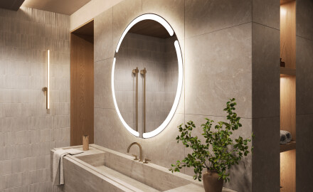Okrúhle moderne zrkadlo do kupelne s LED s batériovým L119
