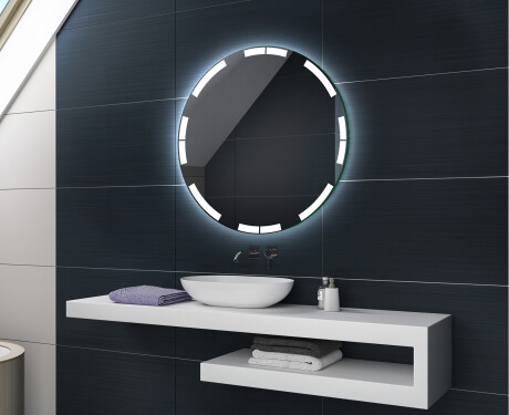 Nástenne okrúhle zrkadlo do kupelne s osvetlenim LED s batériovým L120 #4
